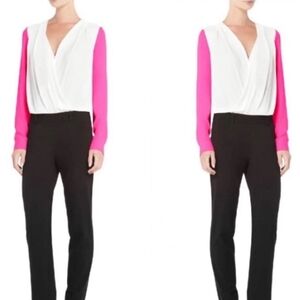 181. Nwot BCBGMAXAZRIA Pink and White And Black Jumpsuit